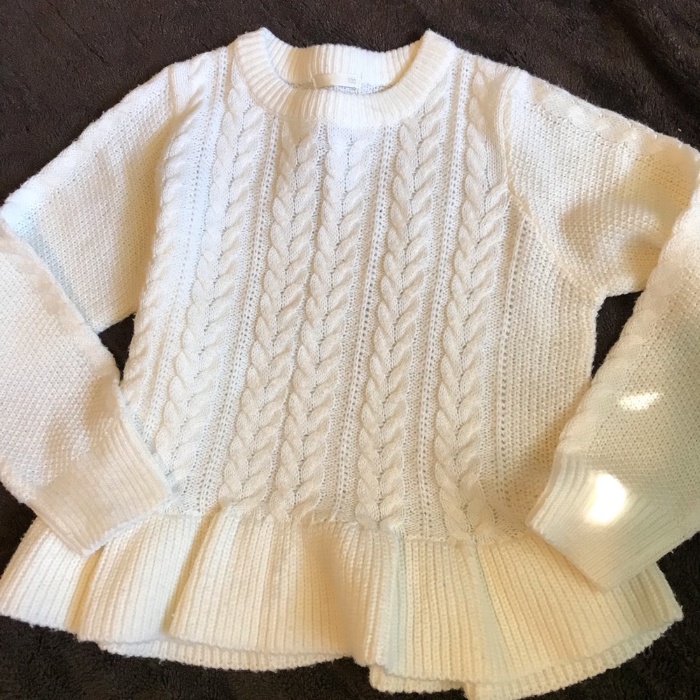 GU (sister brand of Uniqlo) Girls Off White Peplum Sweater